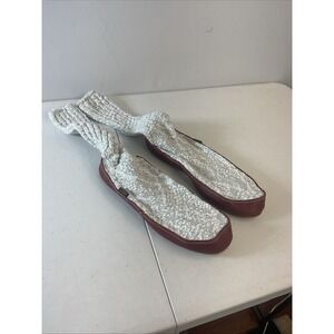 New Acorn Mens  10.5-11.5 Wool Knit Leather Original Slipper Socks Comfort Brown